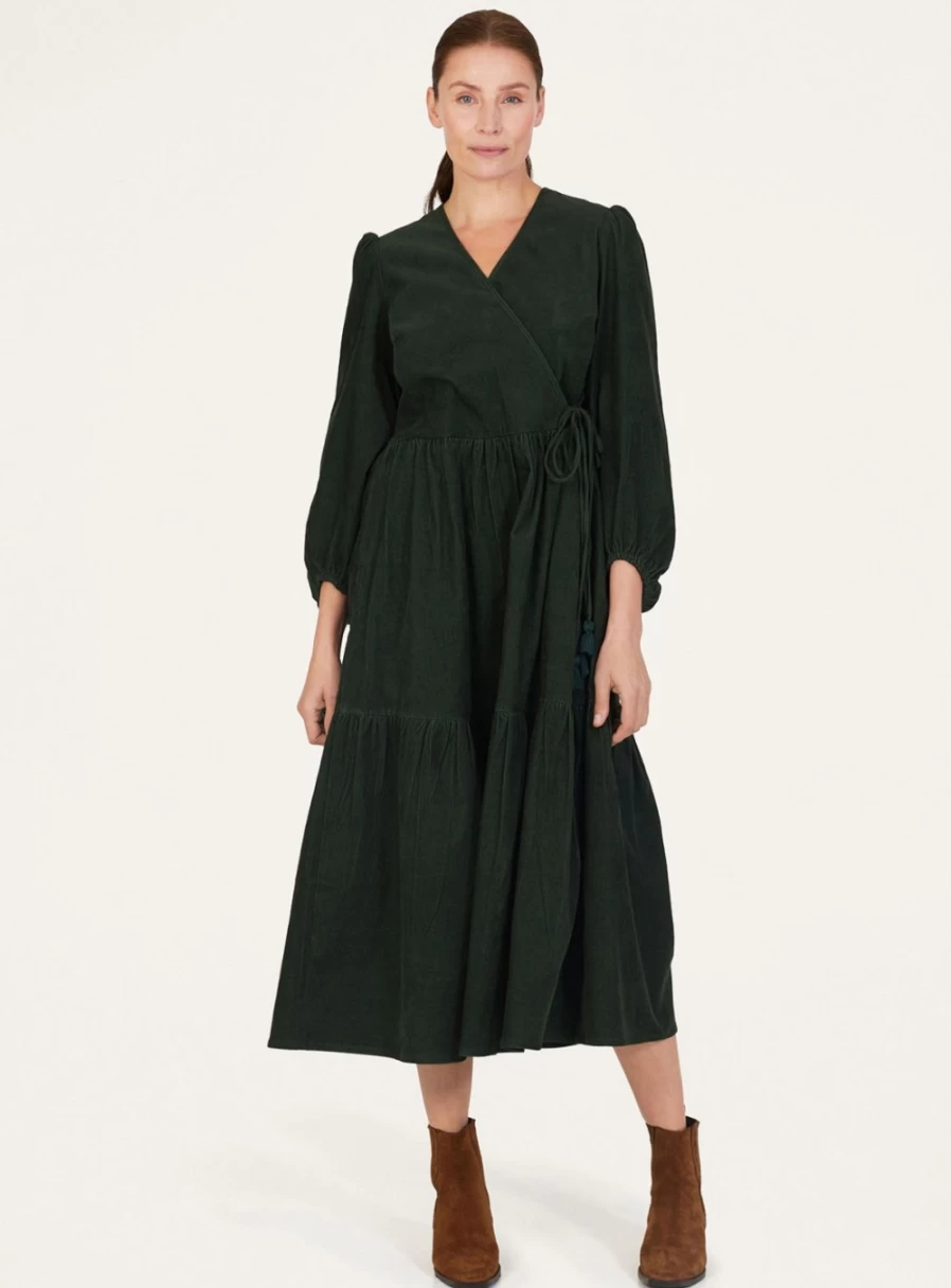 Thought Women's Milou Organic Cotton Corduroy Wrap Dress - Sustainable Fashion