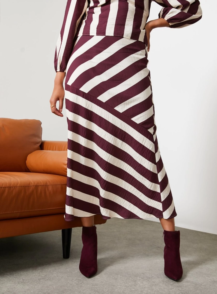 "For All The Love Women's Striped Printed High-Low Slip Skirt - Size 16"