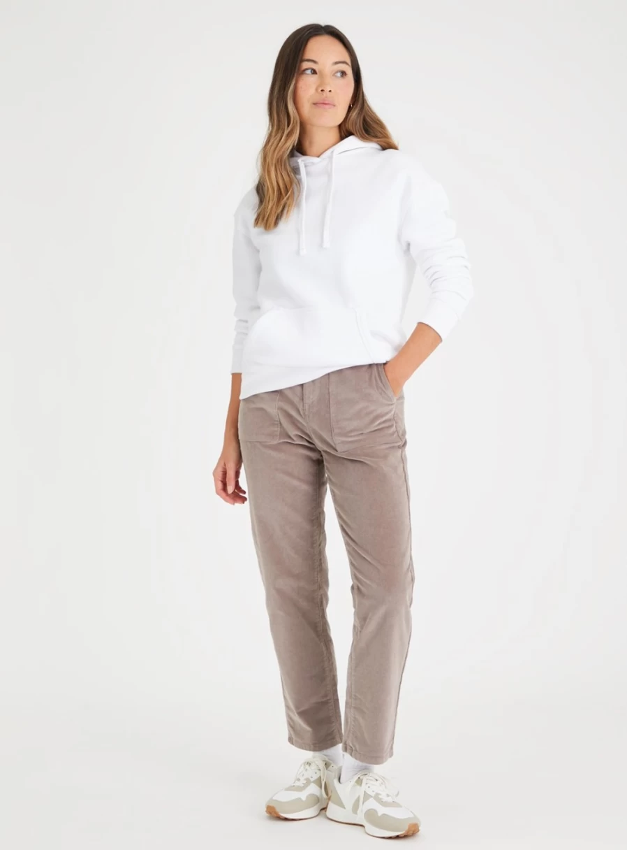 Women's Taupe Corduroy Cargo Pants - Tapered Leg Design by Tu