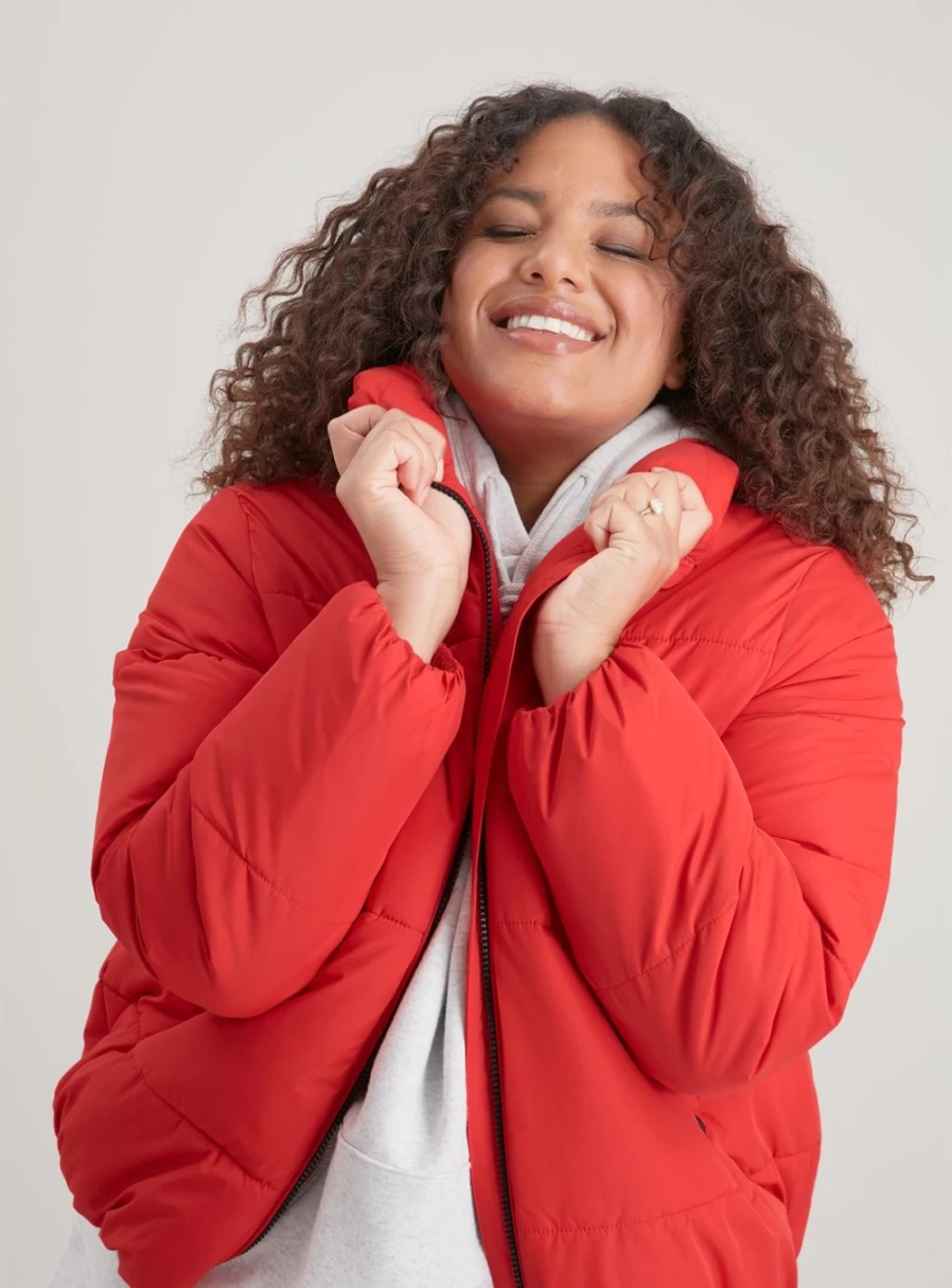 Tu Women's Red Cropped Padded Coat - Size 8 Winter Jacket