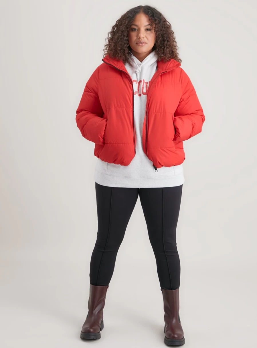 Tu Women's Red Cropped Padded Coat - Size 8 Winter Jacket