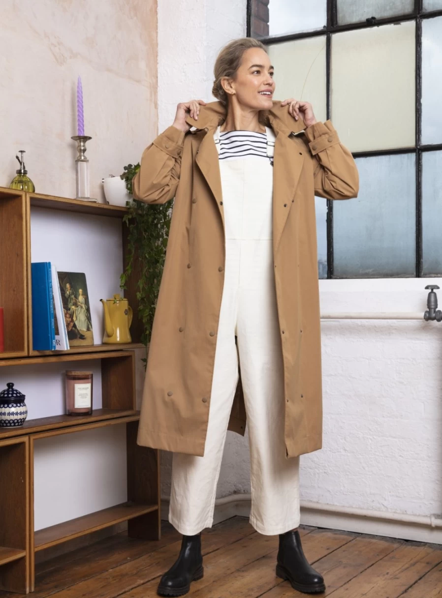 Thought Women's Organic Cotton Showerproof Double Breasted Mac Coat