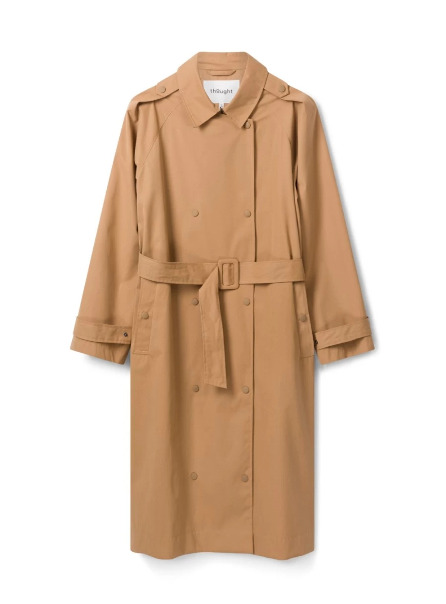Thought Women's Organic Cotton Showerproof Double Breasted Mac Coat