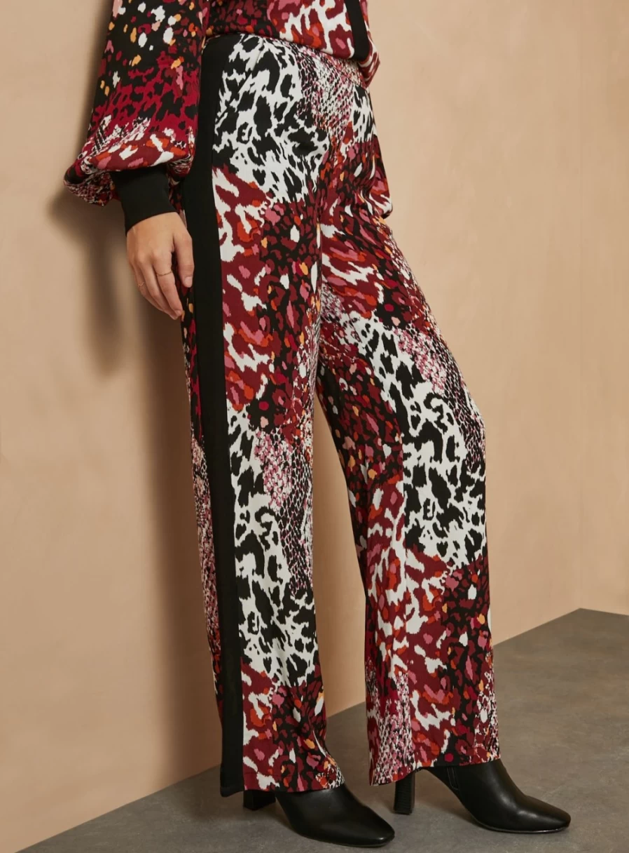 Everbelle Women's Animal Print Wide Leg Pants - Stylish High Waist Comfort Trousers for Casual & Office Wear