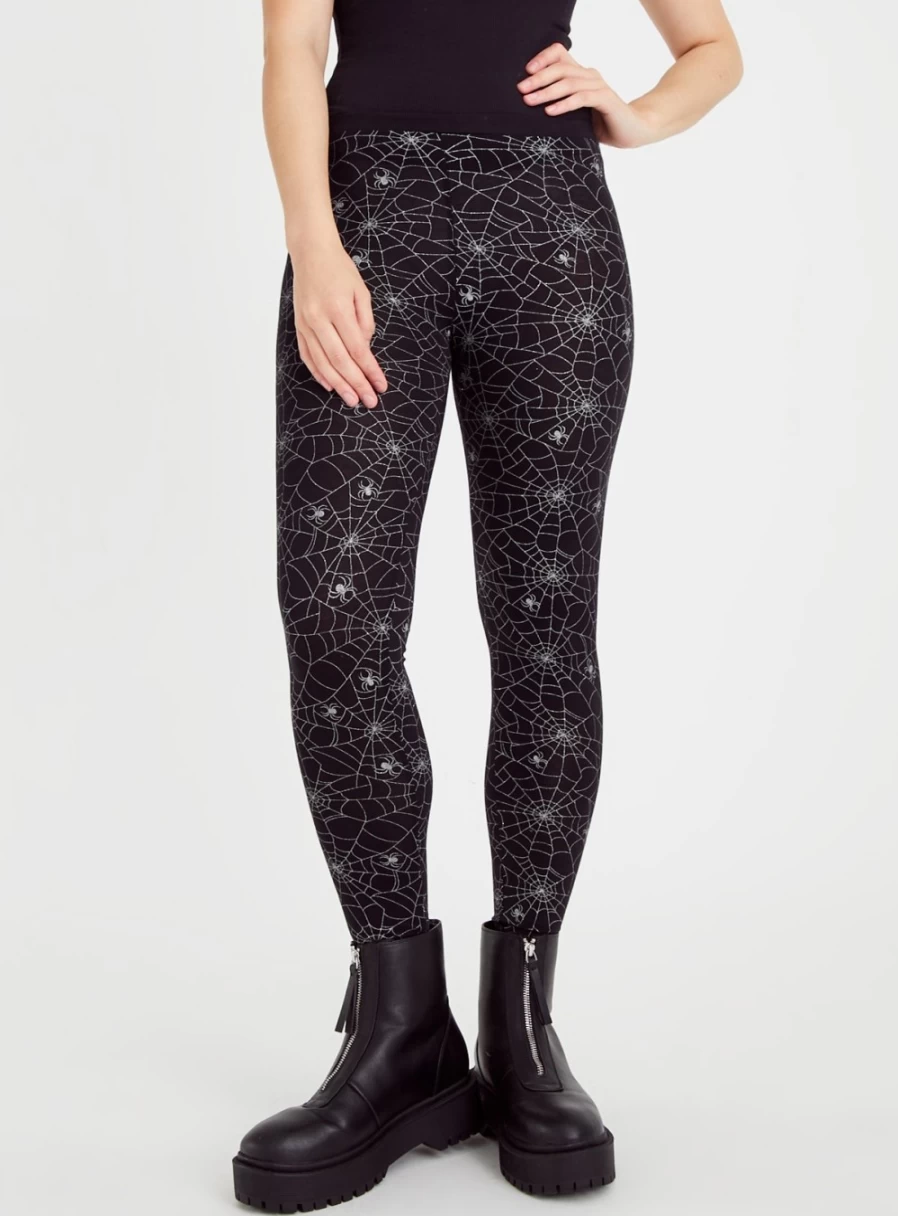"Tu Women's Halloween Spider Web Black Leggings - Stylish Gothic 18"