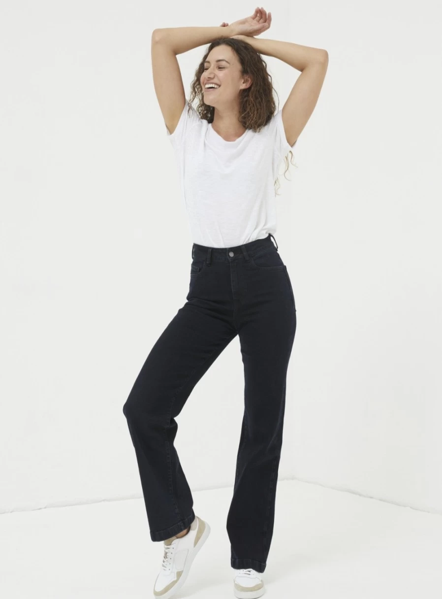 FatFace Women's Elise High-Rise Wide Leg Jeans - Comfortable & Stylish Size 18 Denim Pants
