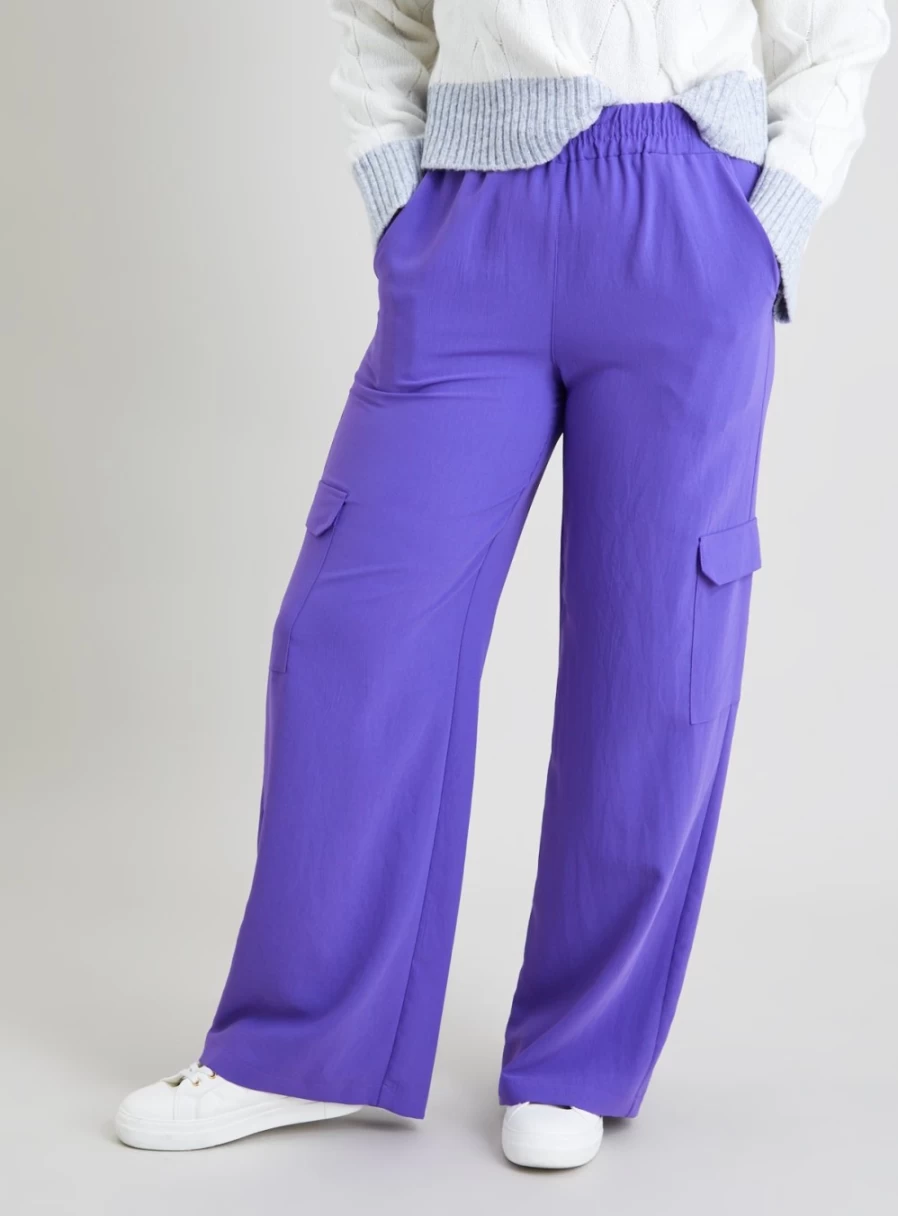Tu Women's Purple Silk Utility Trousers - Comfortable 8L Stylish Pants for Everyday Wear
