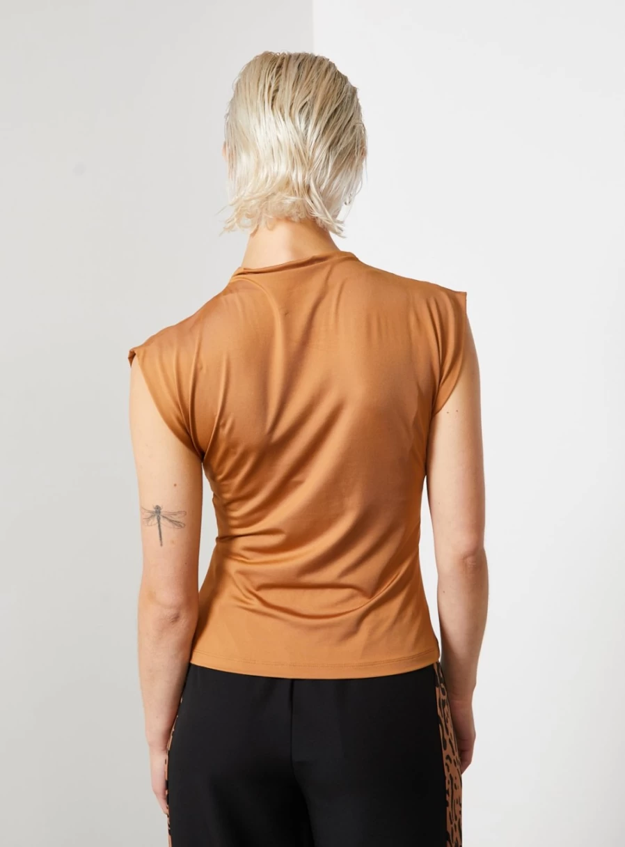 "For All The Love Women's Stone High Neck Vest Top - Stylish Sleeveless Casual Wear"