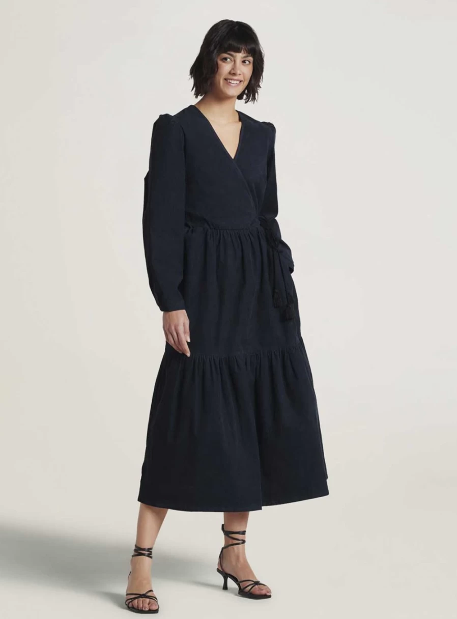 Thought Women's Milou Organic Cotton Corduroy Wrap Dress - Sustainable Fashion
