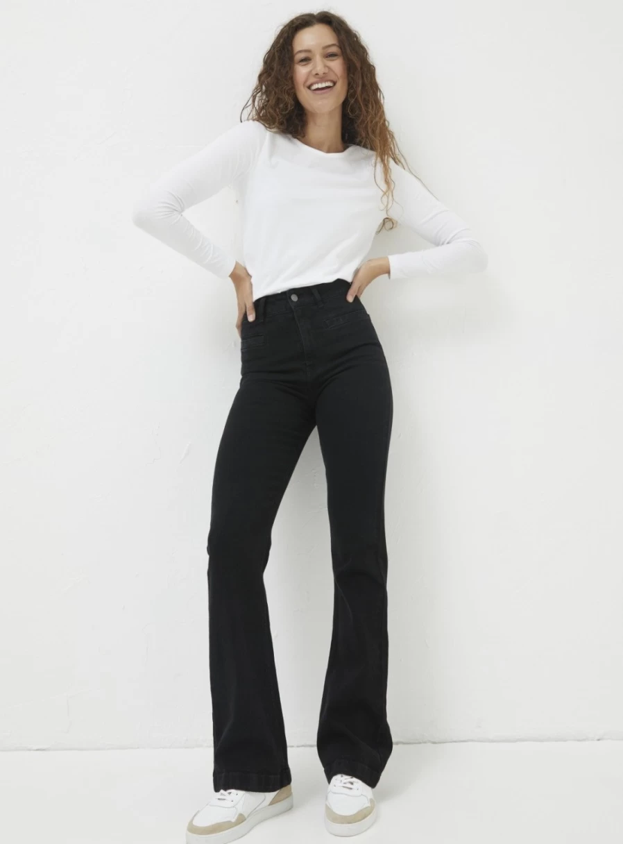 FatFace Women's Fly Flare Jeans - Size 14 High-Waisted Retro Bootcut Denim Pants