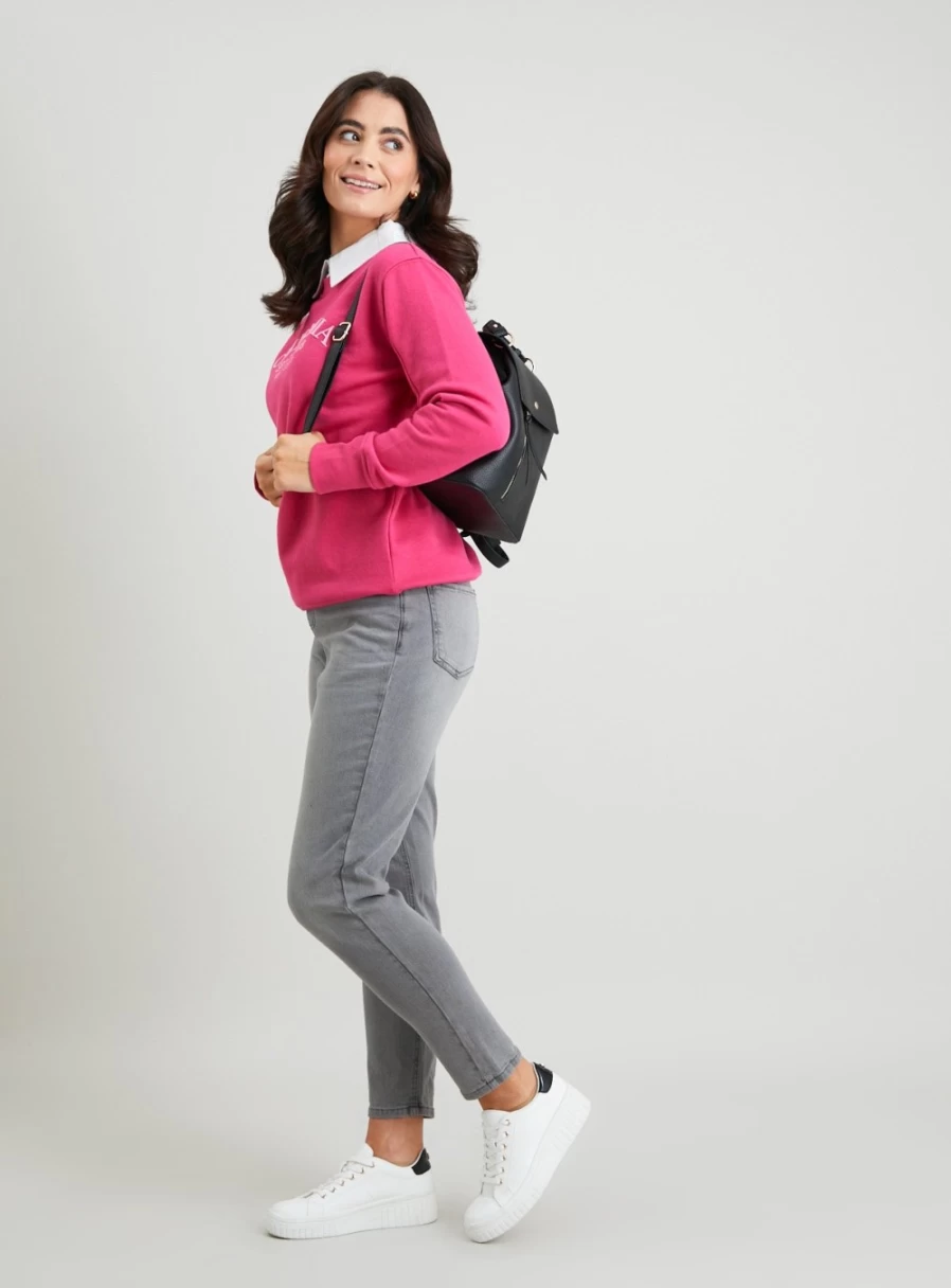 "Tu Women's Grey High-Waisted Mom Jeans - Size 10L Comfort Fit"