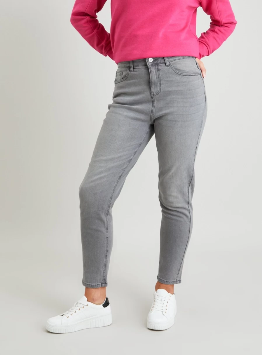 "Tu Women's Grey High-Waisted Mom Jeans - Size 10L Comfort Fit"