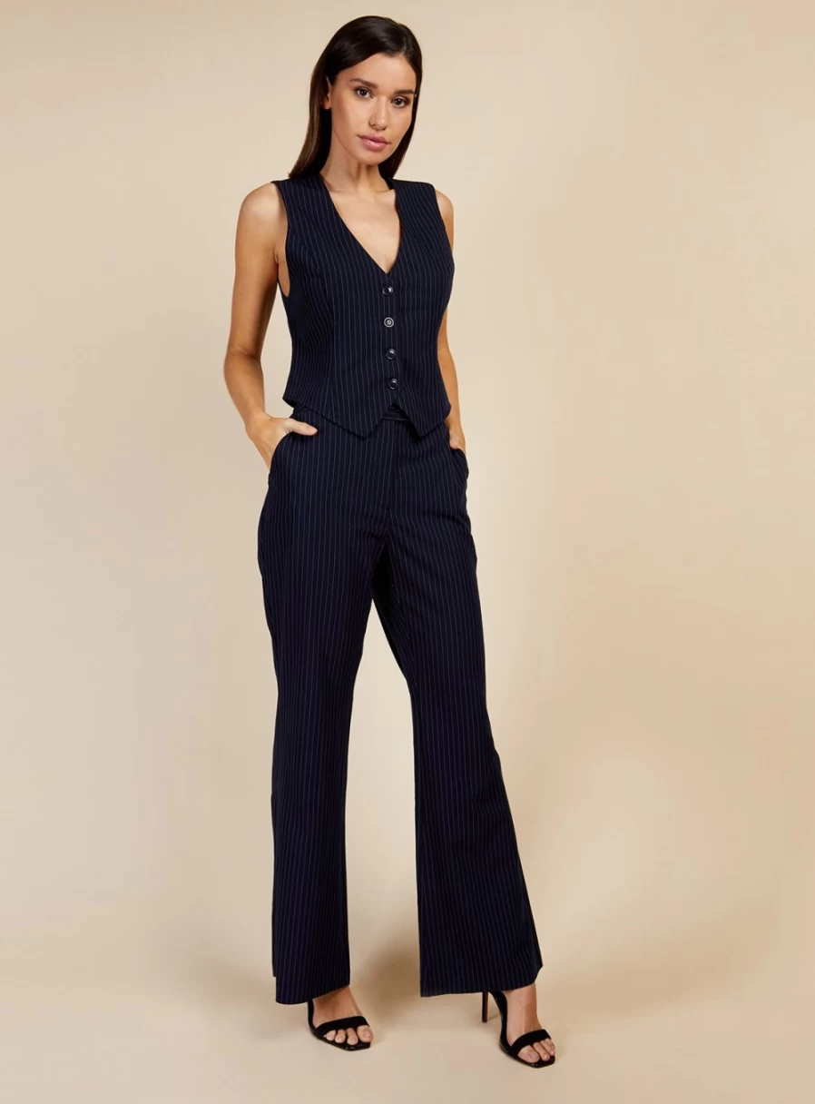 "Vogue Williams Women's Pinstripe Waistcoat – Stylish 12-Inch Vest for Fashionable Outfits"