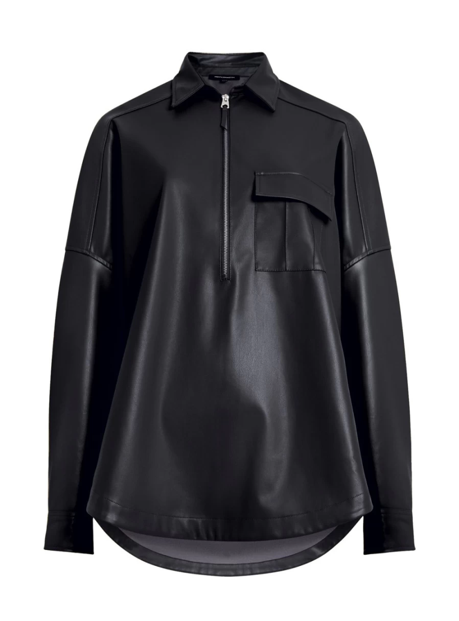 French Connection Women's Crolenda Popover Shirt in PU Fabric, Size XS
