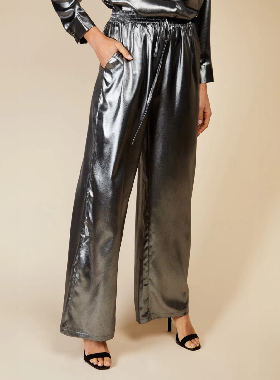 Vogue Williams Women's Metallic Trousers - Stylish High-Waisted Glam Pants for Fashionable Outfits