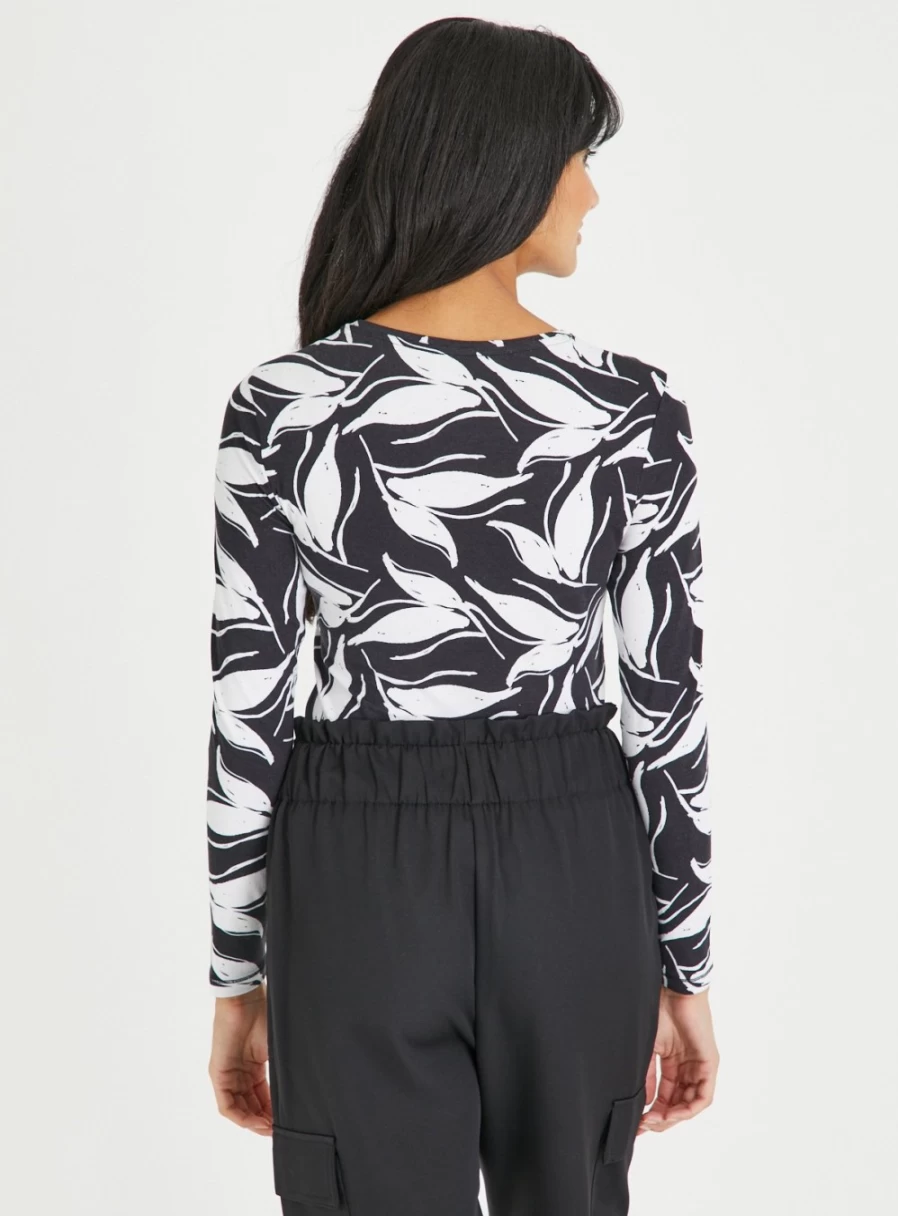 "TU Women's Monochrome Abstract Print Top - Stylish Modern Blouse for Casual Wear"