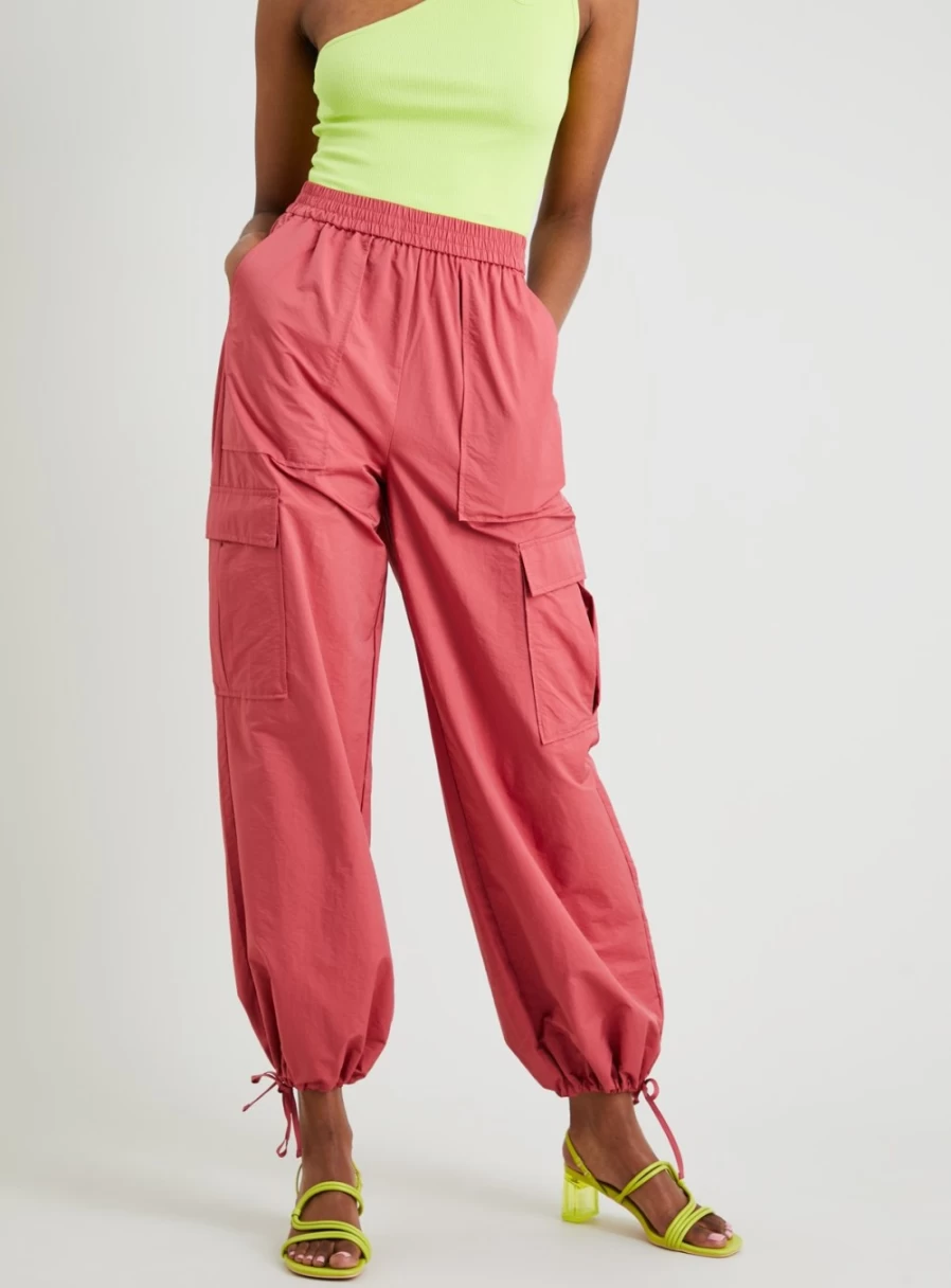 Tu Women's Pink Parachute Cargo Trousers - Size 16 | High-Waisted Utility Pants