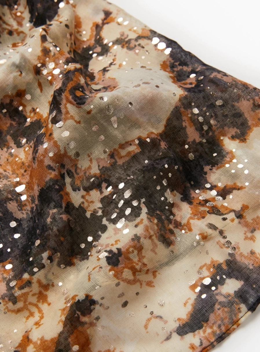 Tu Women's Brown Animal Print Foil Scarf - One Size Fashion Accessory