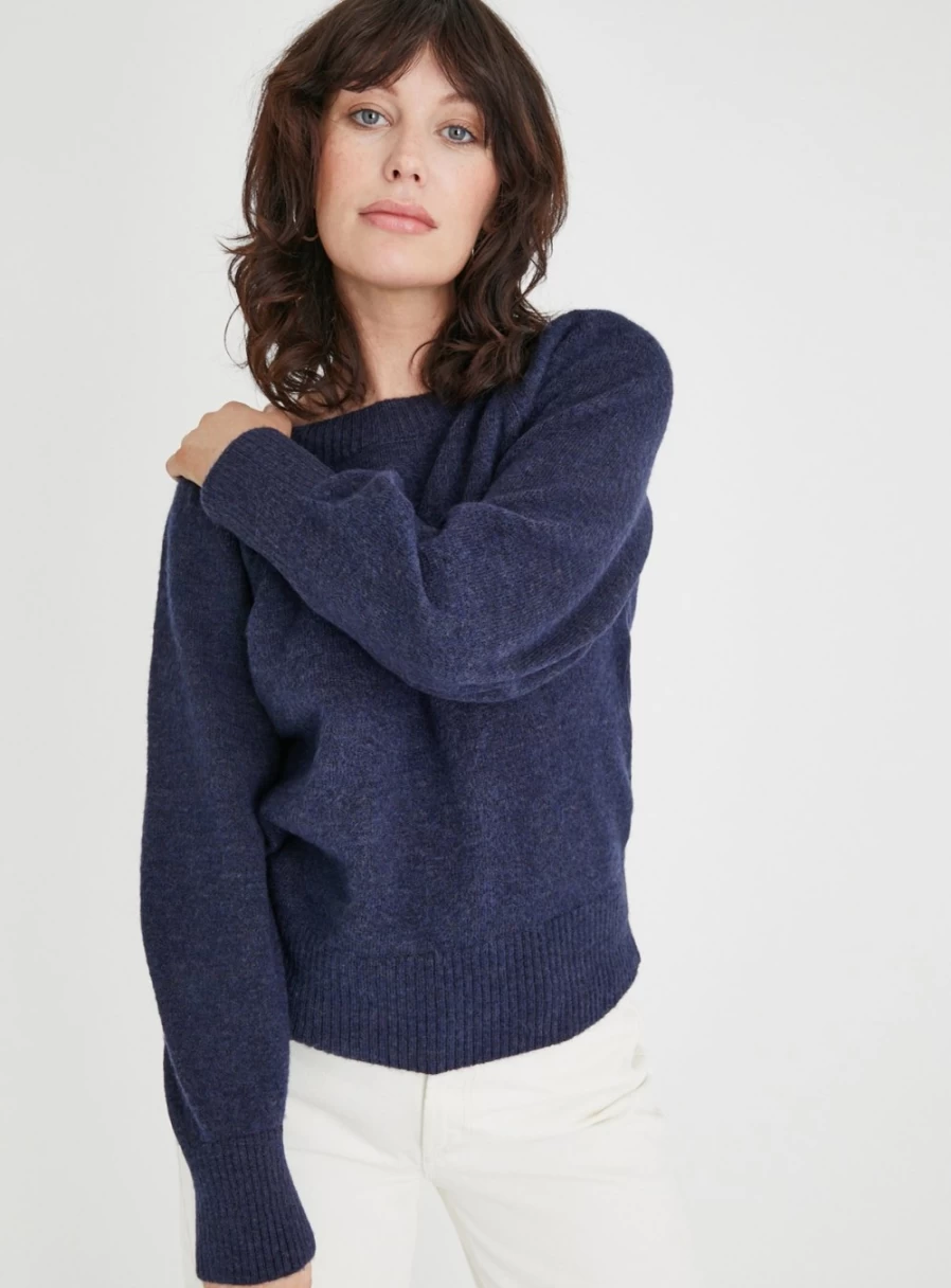 "Tu Women's Navy Blue Boat Neck Knit Jumper - Stylish Crewneck Sweater"
