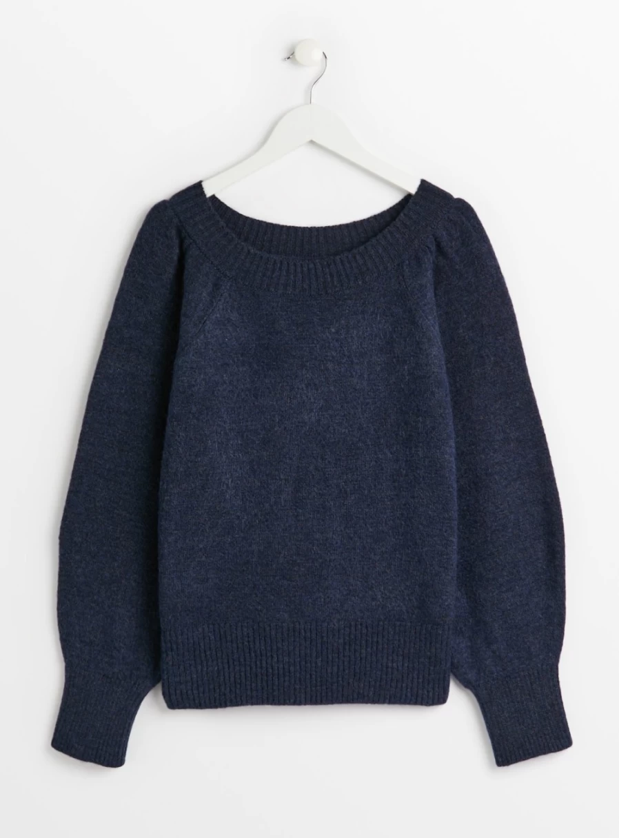 "Tu Women's Navy Blue Boat Neck Knit Jumper - Stylish Crewneck Sweater"