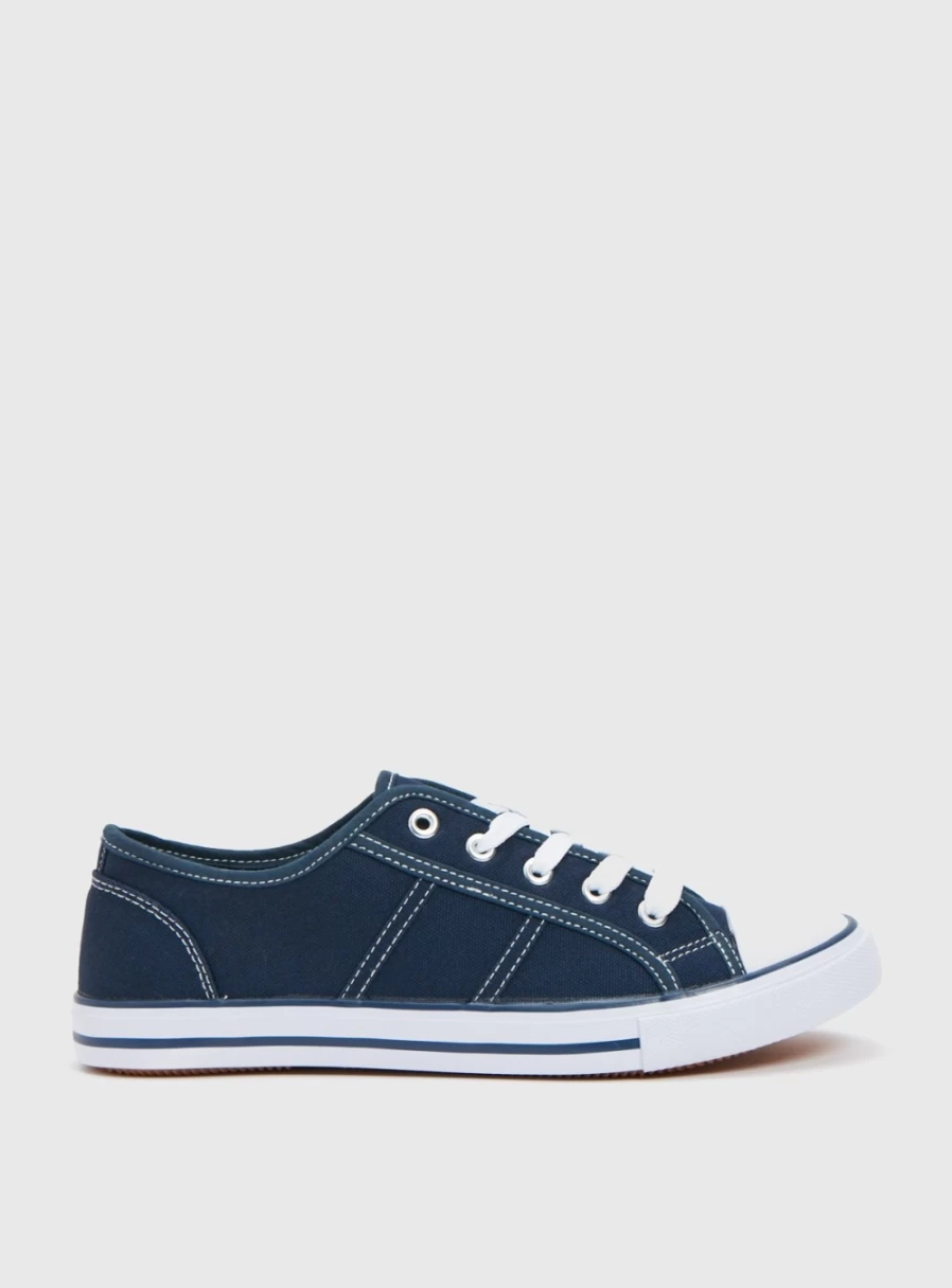 Women's Navy Blue Eyelet Canvas Shoes by Tu - Comfortable & Stylish Casual Footwear