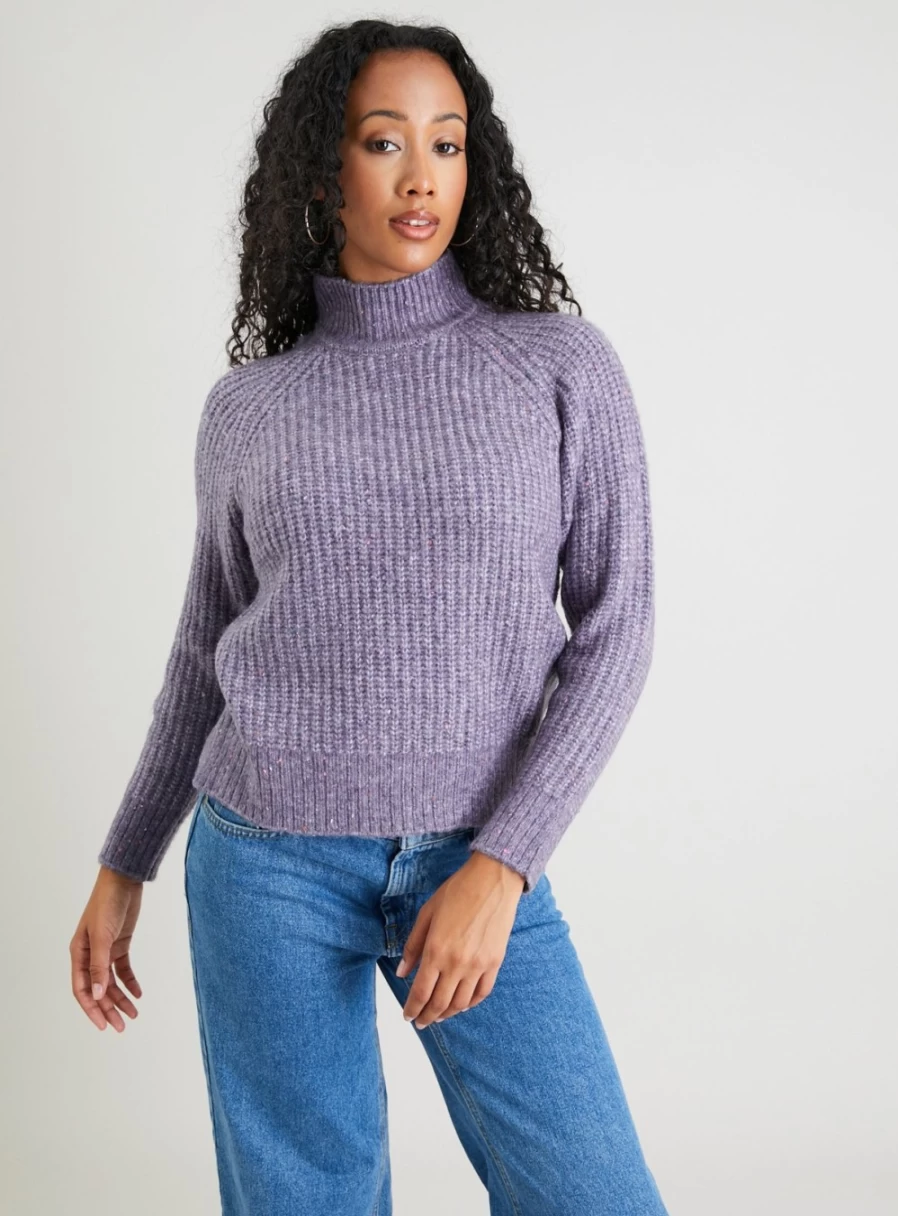 Tu Women's Purple High Neck Knitted Jumper with Texture Detail 2022