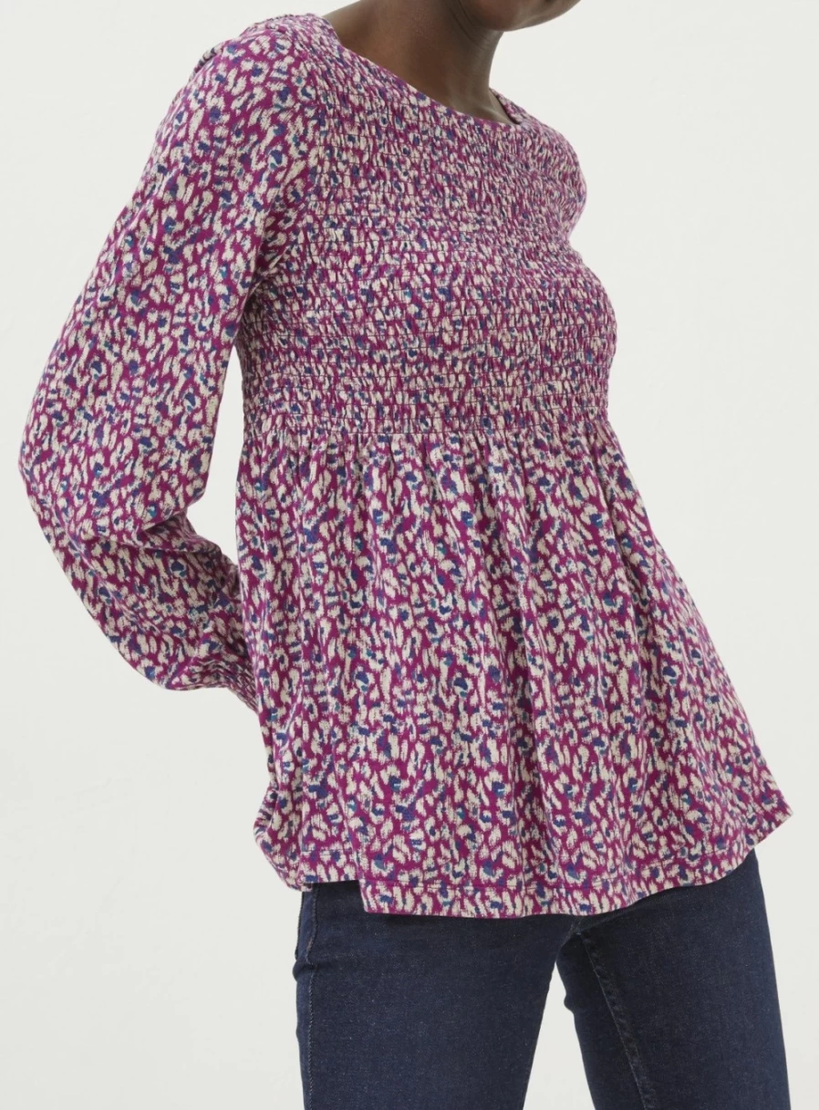 FatFace Women's Sara Animal Print Top - Stylish Textured Blouse for Casual Wear