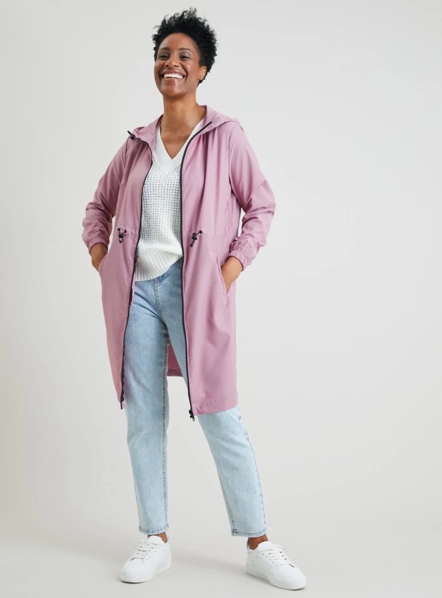 Tu Women's Lilac Packable Waterproof Raincoat - Lightweight Foldable Travel Rain Jacket