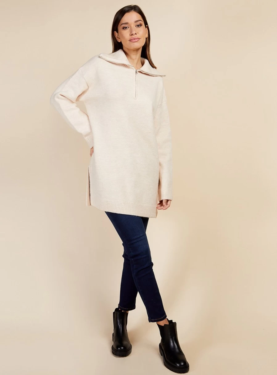 Vogue Williams Women's Cream Knit Collar Jumper Sweater - XL Size Cozy Winter Pullover