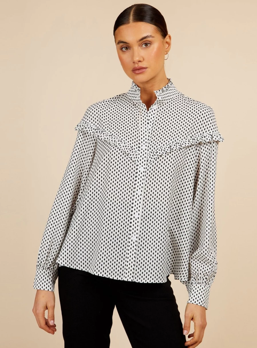 Vogue Williams Women's Cream Spot Blouse - Stylish Floral Print Top Size 10