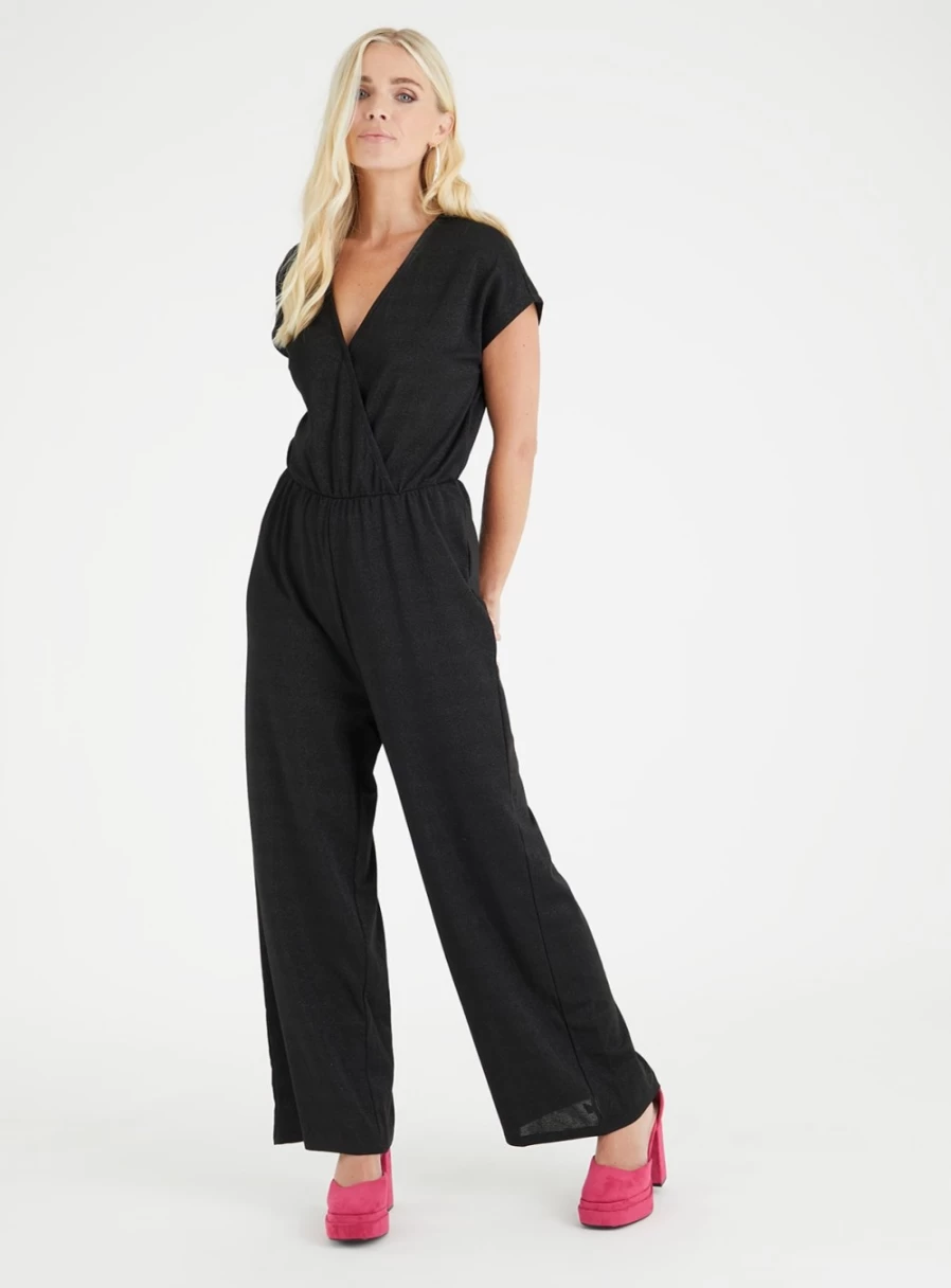 Tu Women's Black Metallic Jumpsuit - Stylish 16-Piece Fashion Outfit