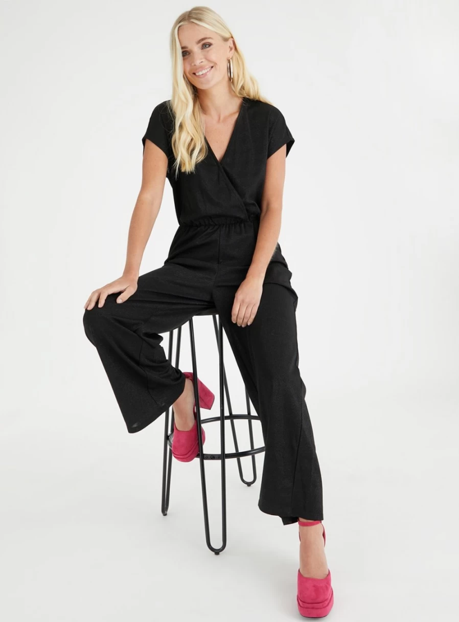 Tu Women's Black Metallic Jumpsuit - Stylish 16-Piece Fashion Outfit