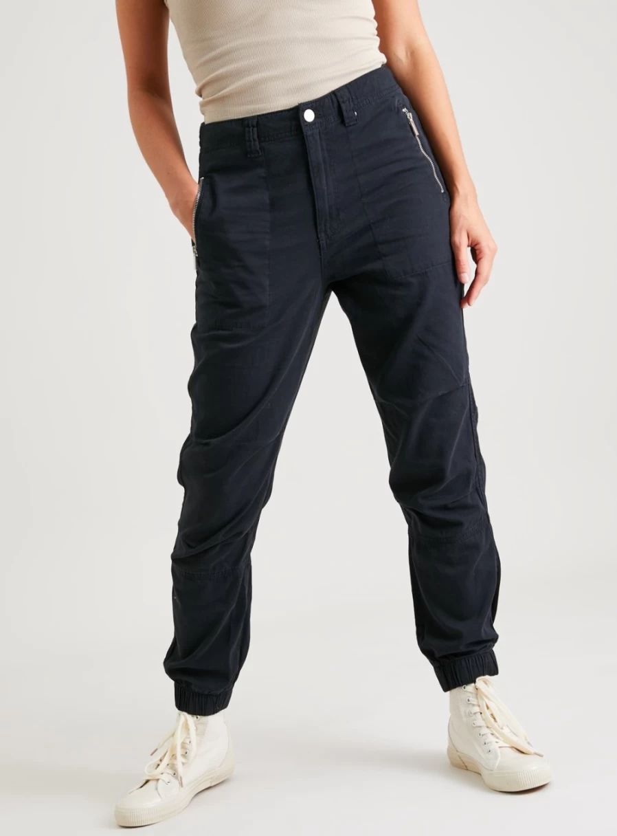 Tu Women's Black Tapered Leg Cargo Trousers - Stylish 16" Military Pants