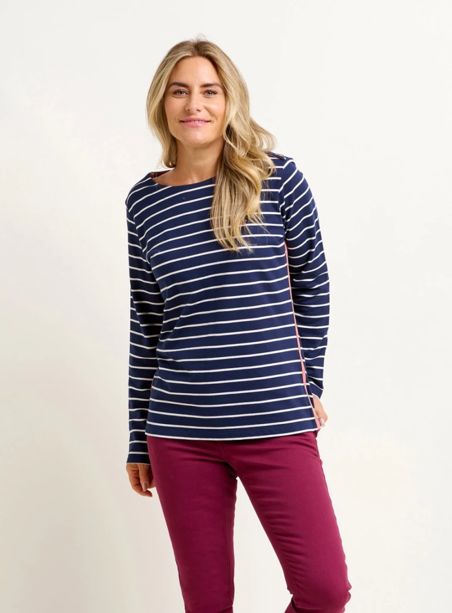 Brakeburn Women's Navy Bella Crew Neck T-Shirt - Soft Cotton Casual Top