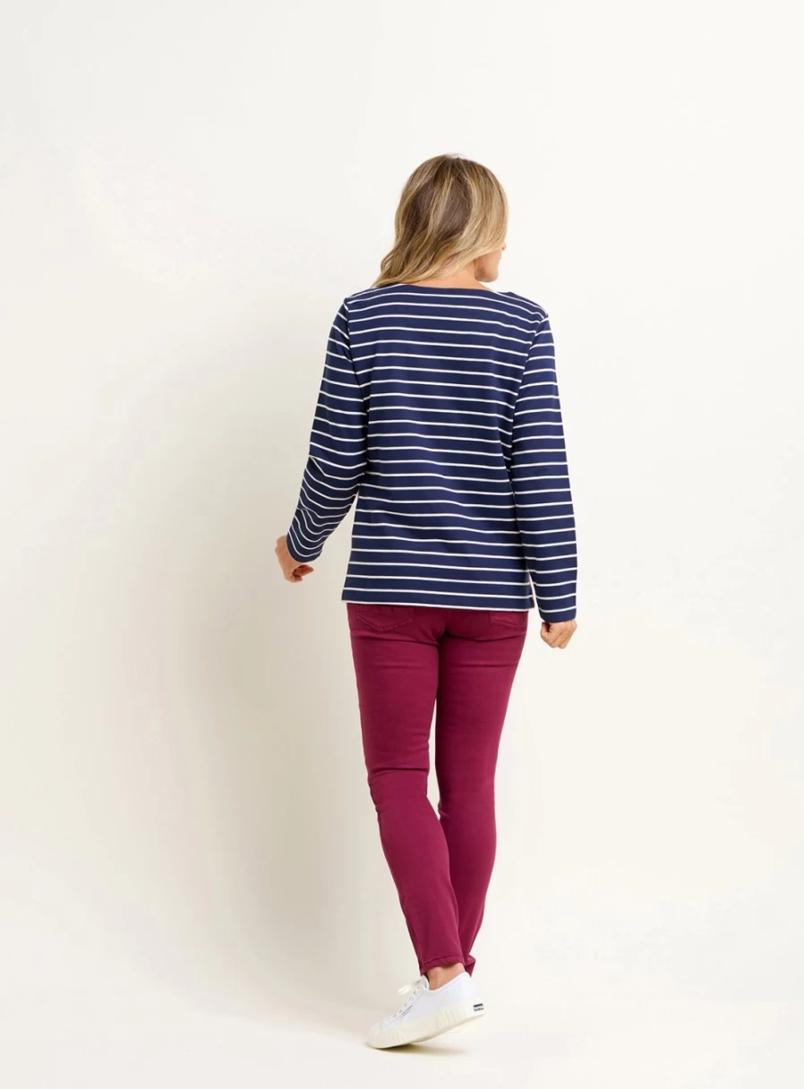 Brakeburn Women's Navy Bella Crew Neck T-Shirt - Soft Cotton Casual Top