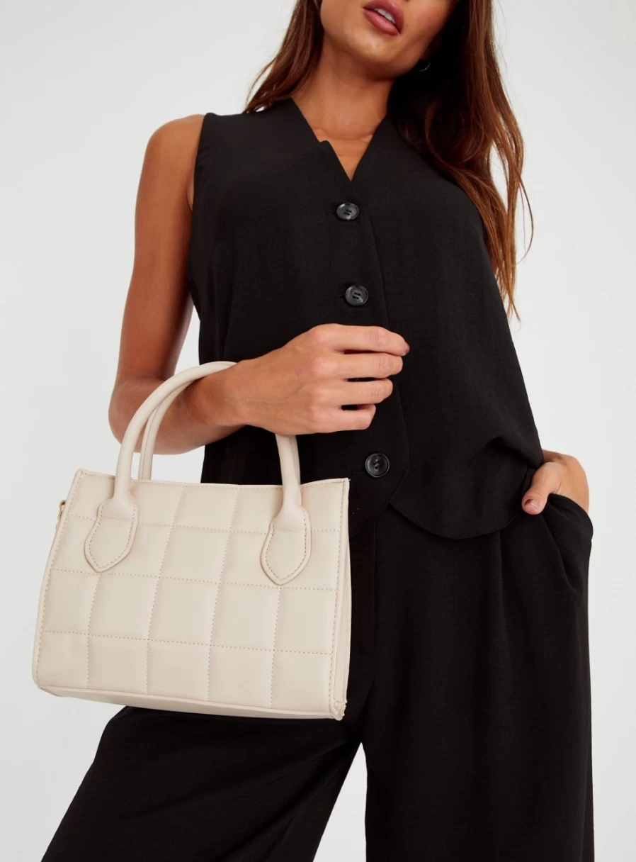 "Tu Women's Neutral Quilted Handbag One Size"