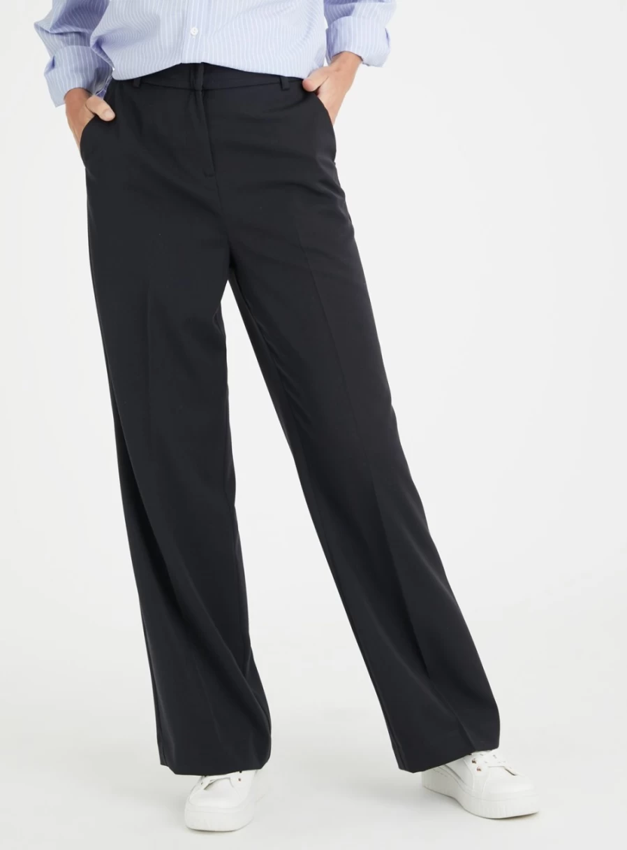 "Tu Women's Black Wide Leg Trousers 22S - High Waist Casual Palazzo Pants"