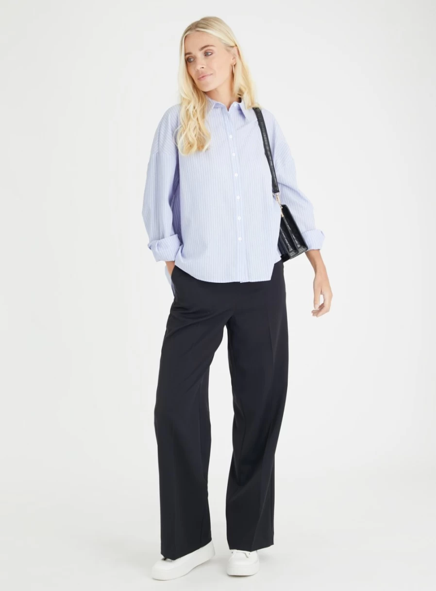 "Tu Women's Black Wide Leg Trousers 22S - High Waist Casual Palazzo Pants"