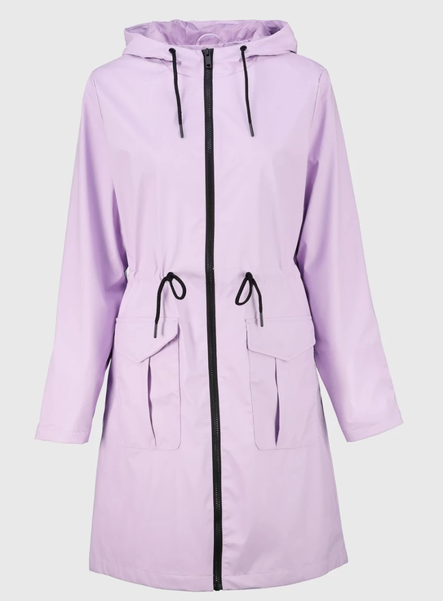 Tu Women's Lilac Water-Resistant Raincoat with Curved Hem - Style 8