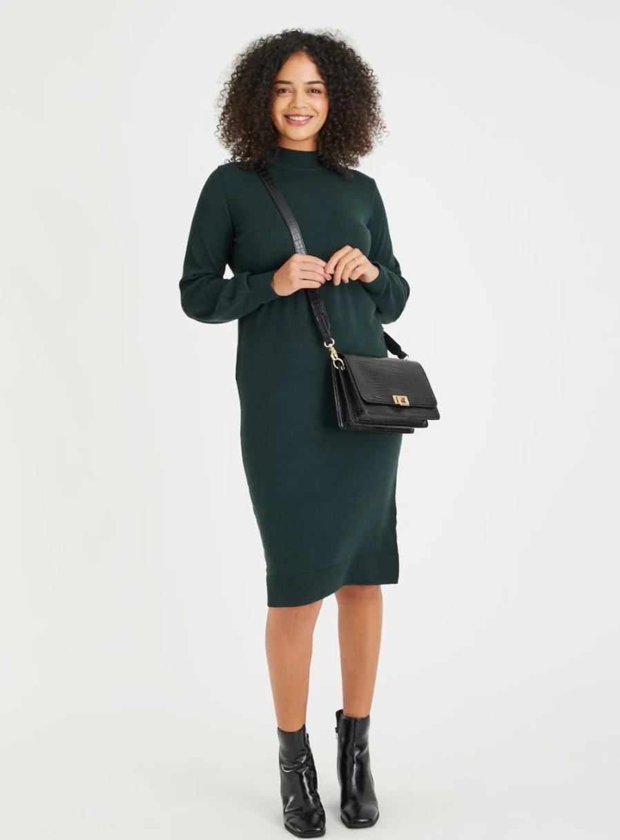 Tu Women's Green Soft Touch High Neck Dress - Elegant Comfort Fit Style 12