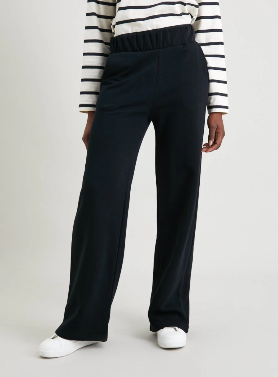 Tu Women's Black High-Waist Wide Leg Jogger Pants - Comfortable Lounge & Athletic Sweatpants Size 10