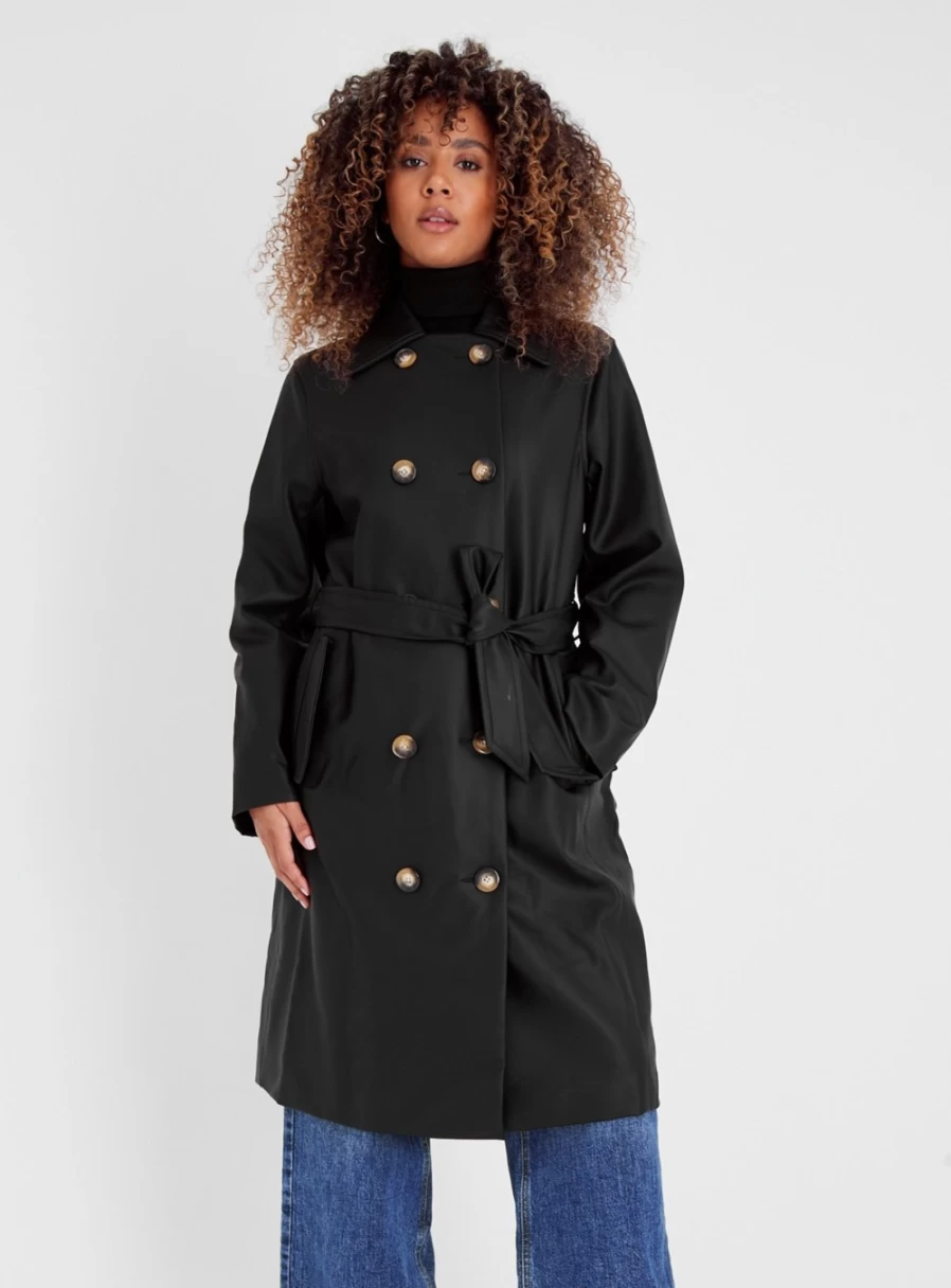 "Tu Women's Black Trench Coat | Classic 10 Style"