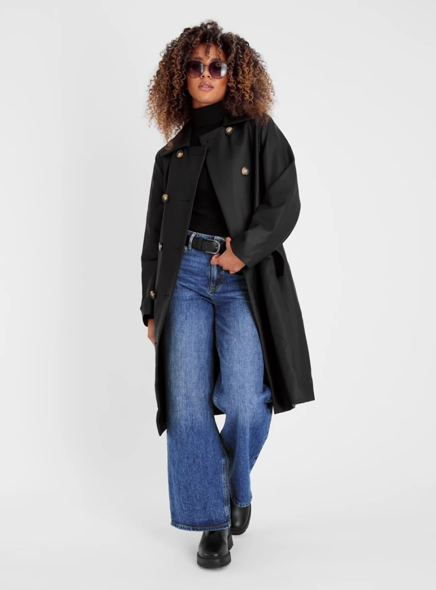 "Tu Women's Black Trench Coat | Classic 10 Style"