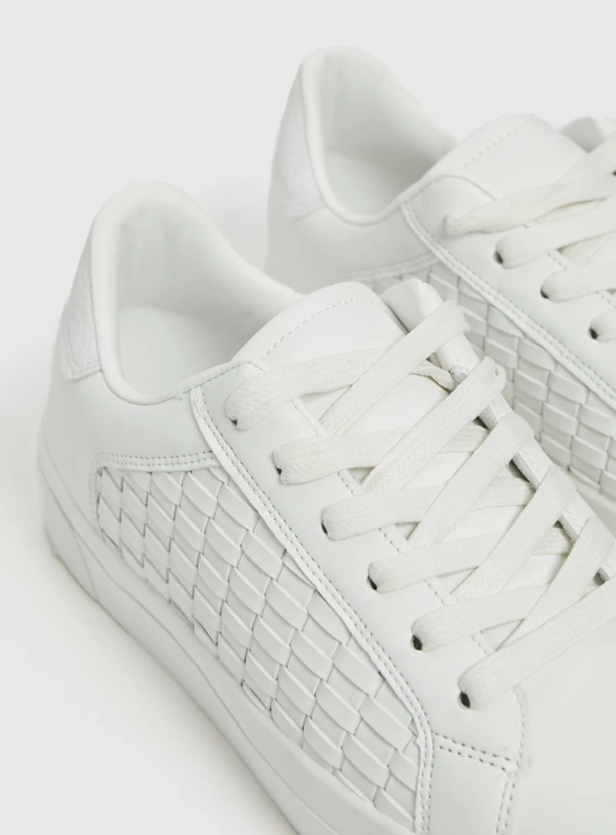 Tu Women's White Weave Side Panel Trainers - Lightweight Comfortable Sneakers for Running & Casual Wear