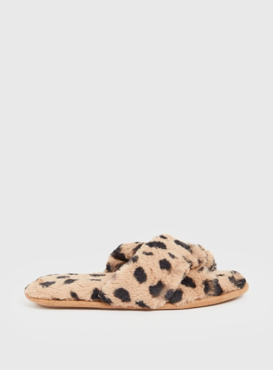 Women's Leopard Print Twist Sliders Sandals - Tu Brand Fashion Slide Shoes for Women