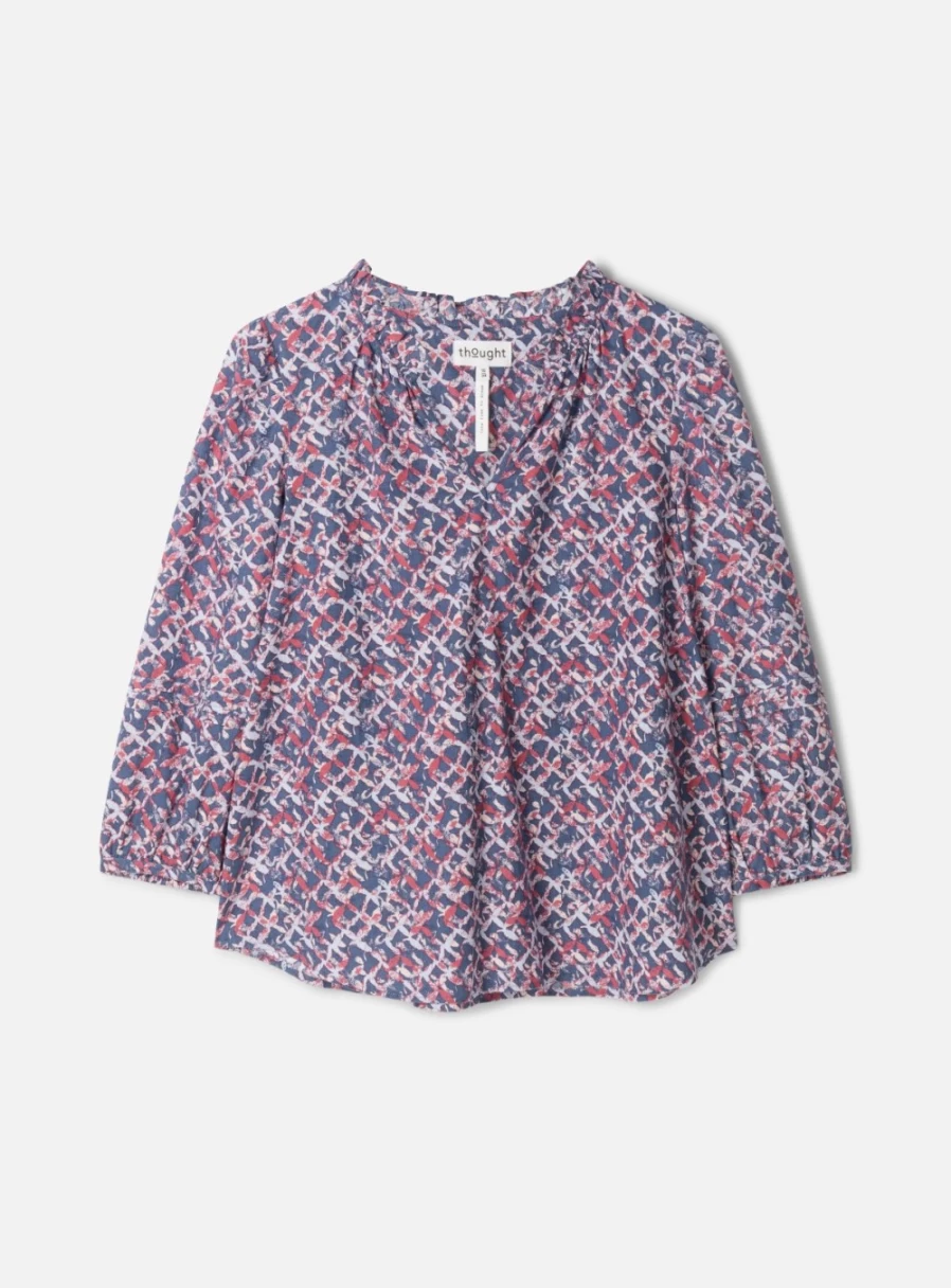 Thought Women's Kalina Hemp Printed Blouse - Sustainable Botanical Print Top