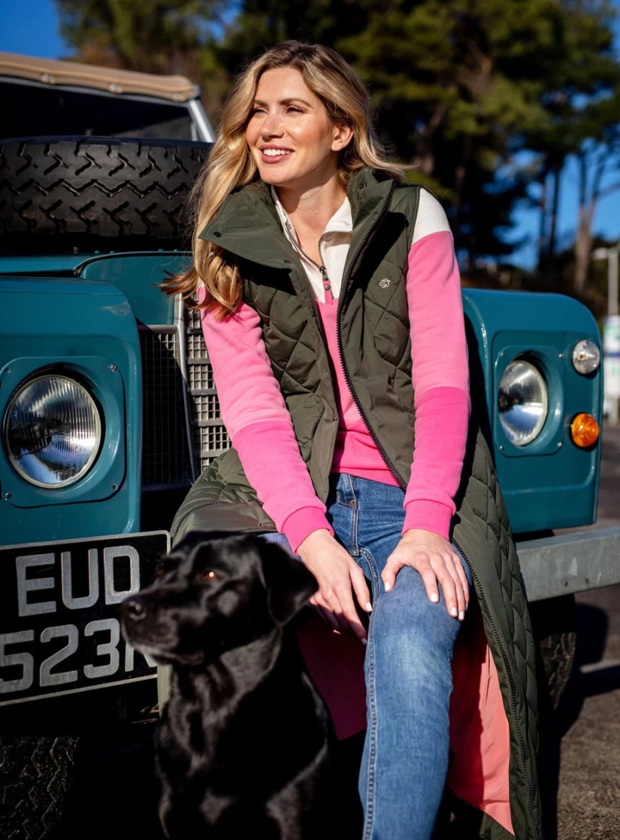 Brakeburn Women's Diamond Longline Gilet Vest - Stylish 18-Inch Winter Waistcoat