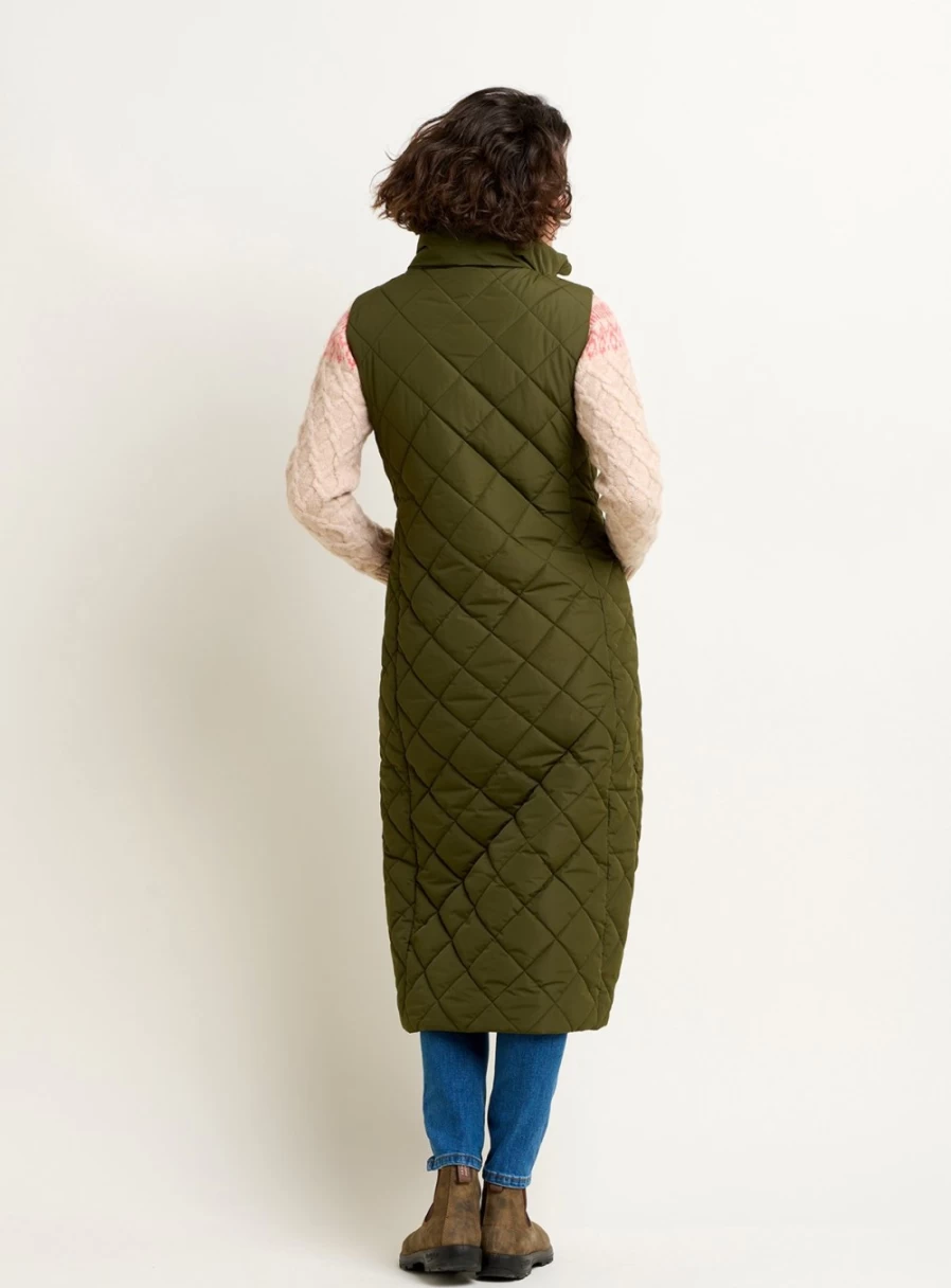 Brakeburn Women's Diamond Longline Gilet Vest - Stylish 18-Inch Winter Waistcoat