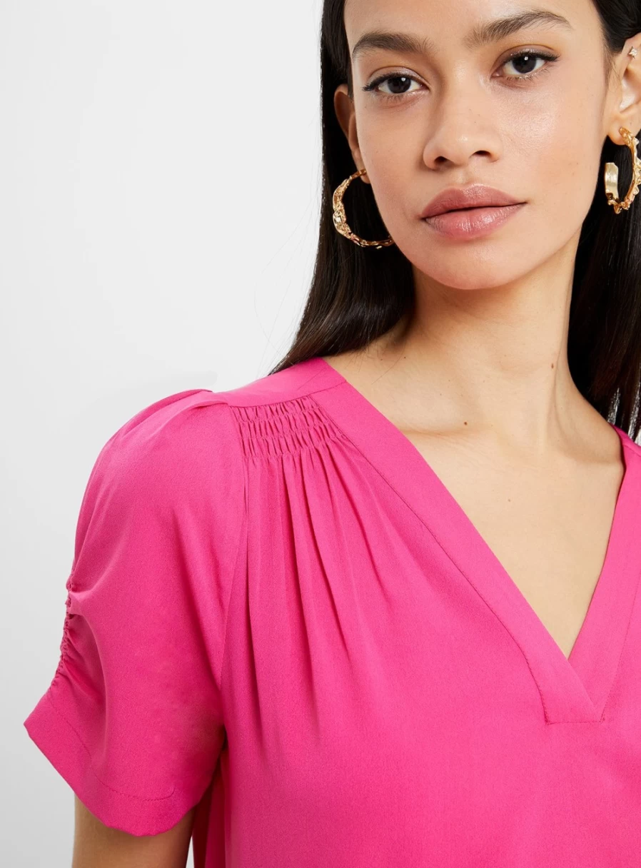 French Connection Women's Lightweight V-Neck Crepe Blouse Size L
