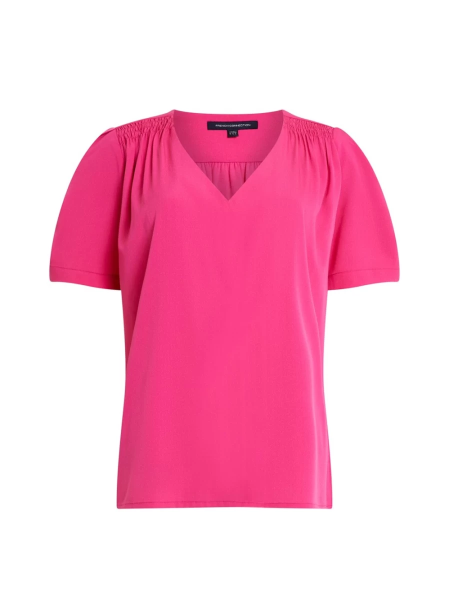 French Connection Women's Lightweight V-Neck Crepe Blouse Size L